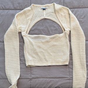 American Eagle Outfitters Cream Knit Crop Top